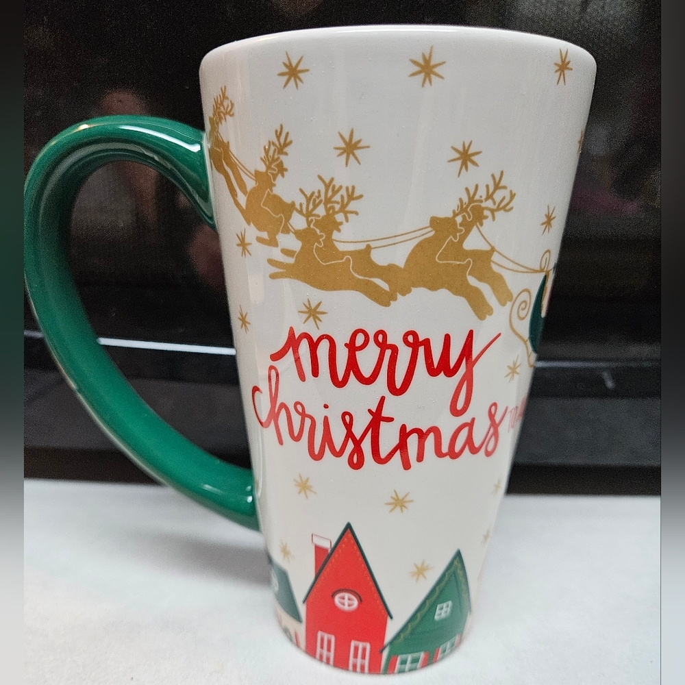 Coton Colors by Laura Johnson Retro Village 18oz Merry Christmas Reindeer Mug